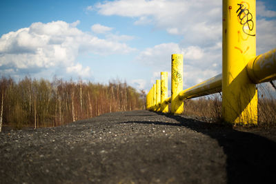 Surface level of road against sky