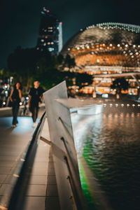 High angle view of illuminated city at night