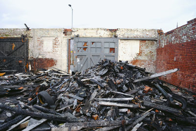 Damaged building against sky