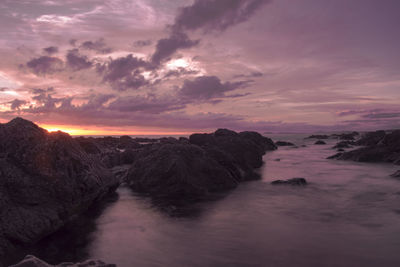 Scenic view of sea against sky during sunset