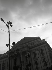 Low angle view of building against cloudy sky