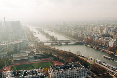 High angle view of buildings in city