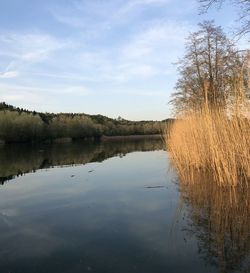 Scenic view of lake against sky