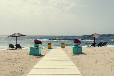 Scenic view of beach against sky