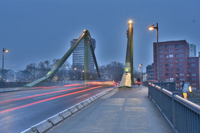 Light trails on road at night