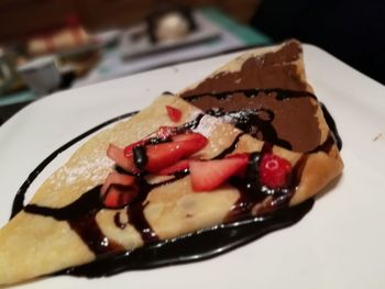 Close-up of dessert in plate on table