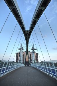 Low angle view of suspension bridge