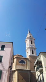 Low angle view of cathedral against clear blue sky