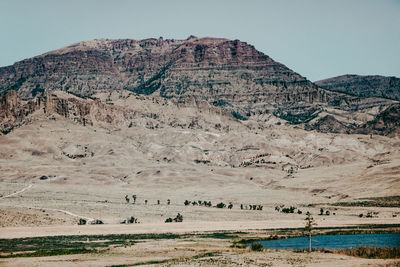 Scenic view of desert against clear sky