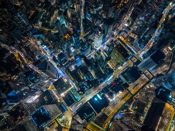 Aerial view of illuminated cityscape
