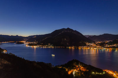 Scenic view of lake against sky at night