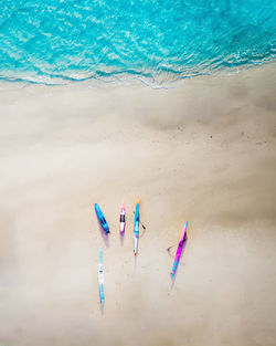 High angle view of women on beach