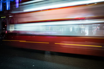 Blurred motion of train in city