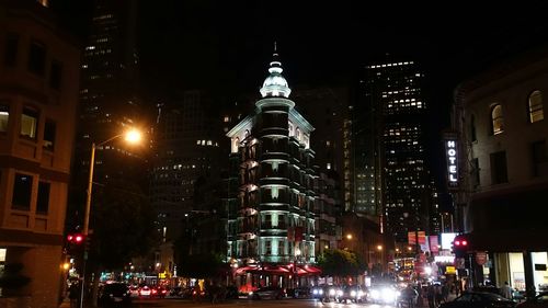 City lit up at night