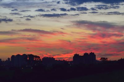 Silhouette buildings against sky during sunset