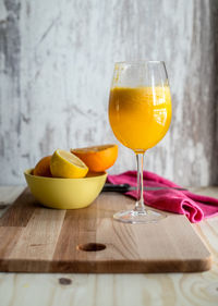Close-up of drink on glass table