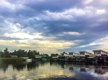 View of river against cloudy sky