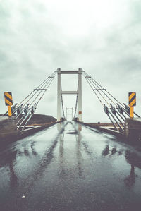 View of suspension bridge in winter