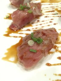 Close-up of served food in plate