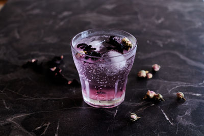 Close-up of drink in glass on table