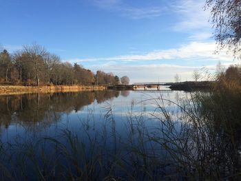 Scenic view of lake against sky