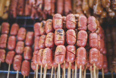 Close-up of sausage for sale at market