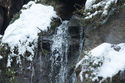 Close-up of frozen waterfall