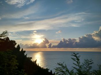 Scenic view of sea at sunset