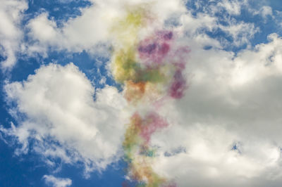 Low angle view of rainbow in sky