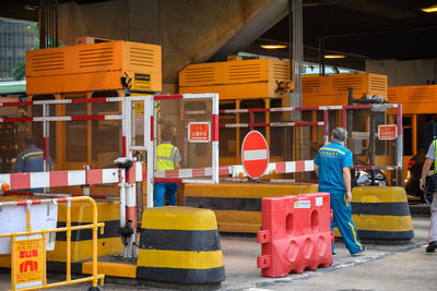 Man working at construction site in city