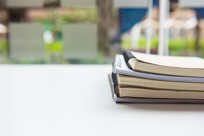 Spiral notebooks on table