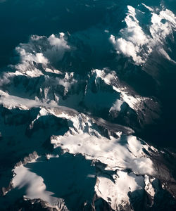 Aerial view of snowcapped mountains