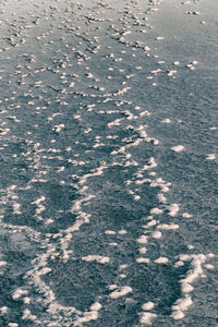 High angle view of snow on beach