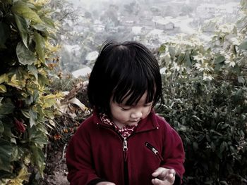 Portrait of boy looking at camera