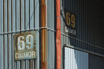 Close-up of information sign