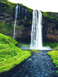 View of waterfall in forest