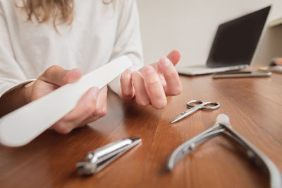 Hand care, folk hand care. manicure with at home