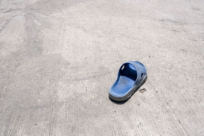 High angle view of abandoned car on street