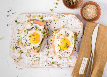 Directly above shot of breakfast on table