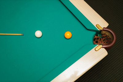 Close-up of pool balls on table