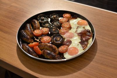 Close-up of food in plate on table