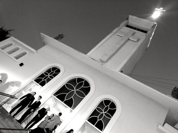 Low angle view of illuminated building