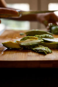 Close-up of food on cutting board