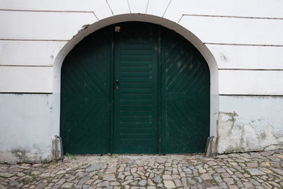 Closed door of old building