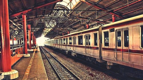 Train at railroad station platform