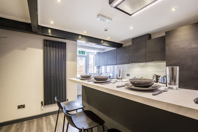 Empty chairs and table at home