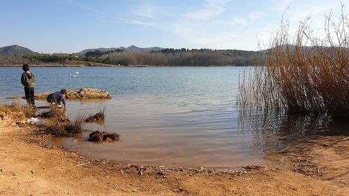 Scenic view of lake against sky