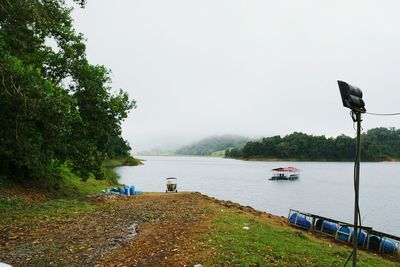 Scenic view of lake against clear sky