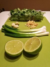 Close-up of fruits in plate