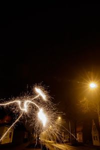 Firework display at night